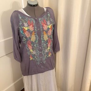 Johnny Was embroidered tunic top XL